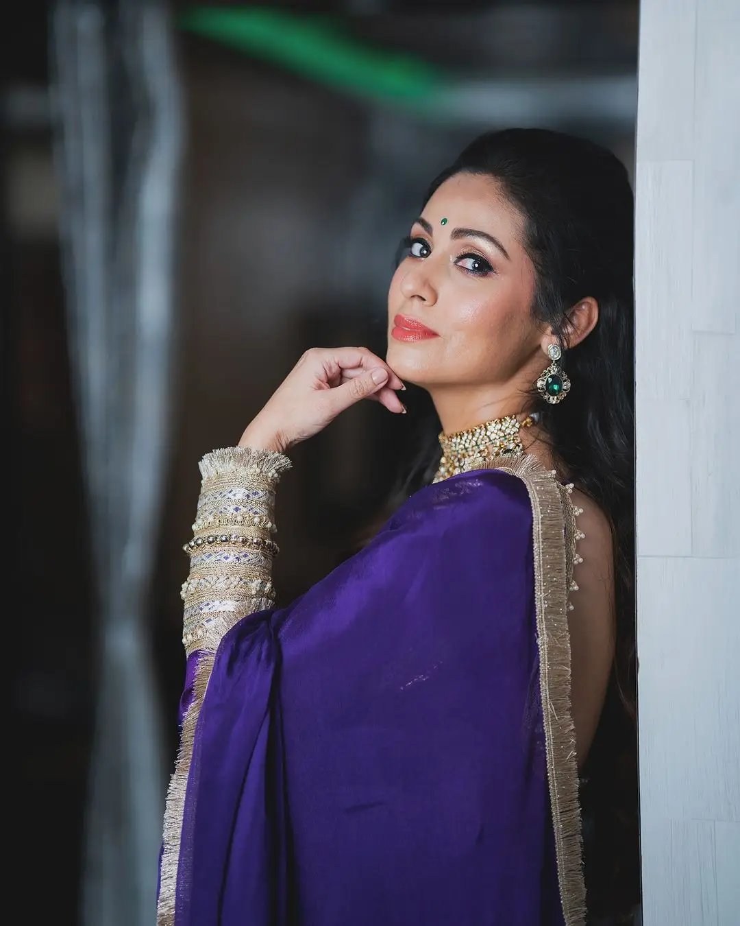 Actress Sadha In South Indian Traditional Blue Gown